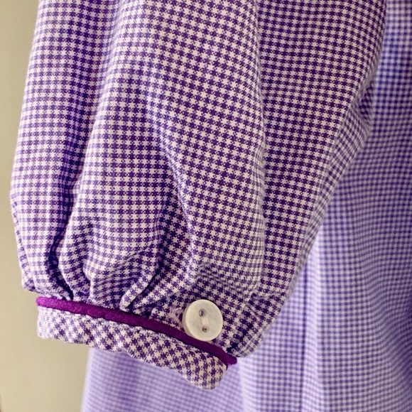 Petit Ami Purple gingham smocked dress Ruffle Infant Baby Girl’s 9M Spring - Picture 5 of 7